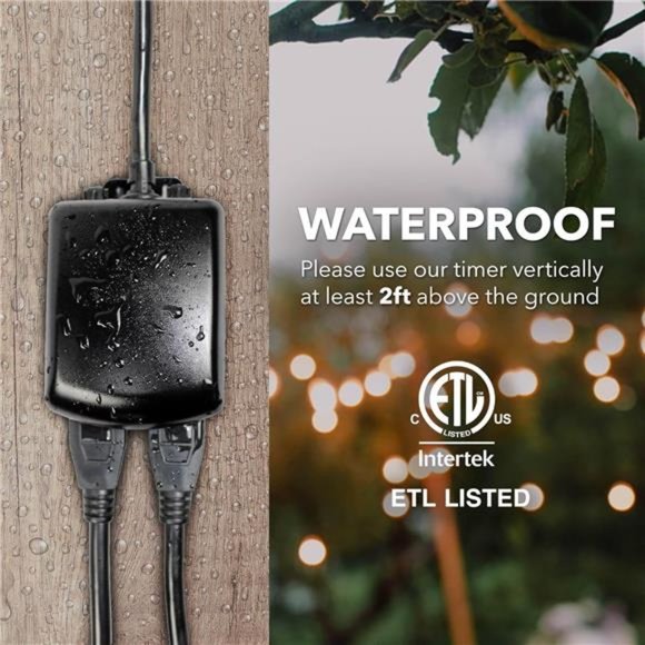 Outdoor Mechanical Programmable Dual Outlet Timer - Plugin timer, Waterproof - Picture 5 of 6